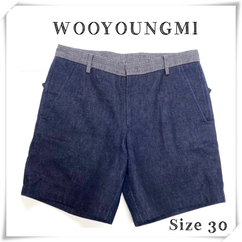 WOOYOUNGMI Denim Shorts in Dark Indigo Blue